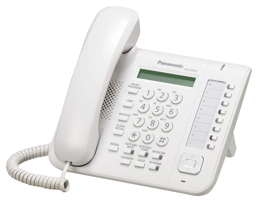 Teléfono Propietario digital con pantalla LCD de 1 línea, 8 teclas flexibles, altavoz, diadema, blanco – KX-DT521X Panasonic - LA CASA DEL TELEFONO