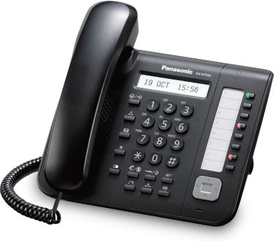 Teléfono Propietario IP Panasonic KX-NT551 negro, con pantalla LCD, 2 puertos gigabit ethernet, PoE, 8 botones CO programables y altavoz - LA CASA DEL TELEFONO