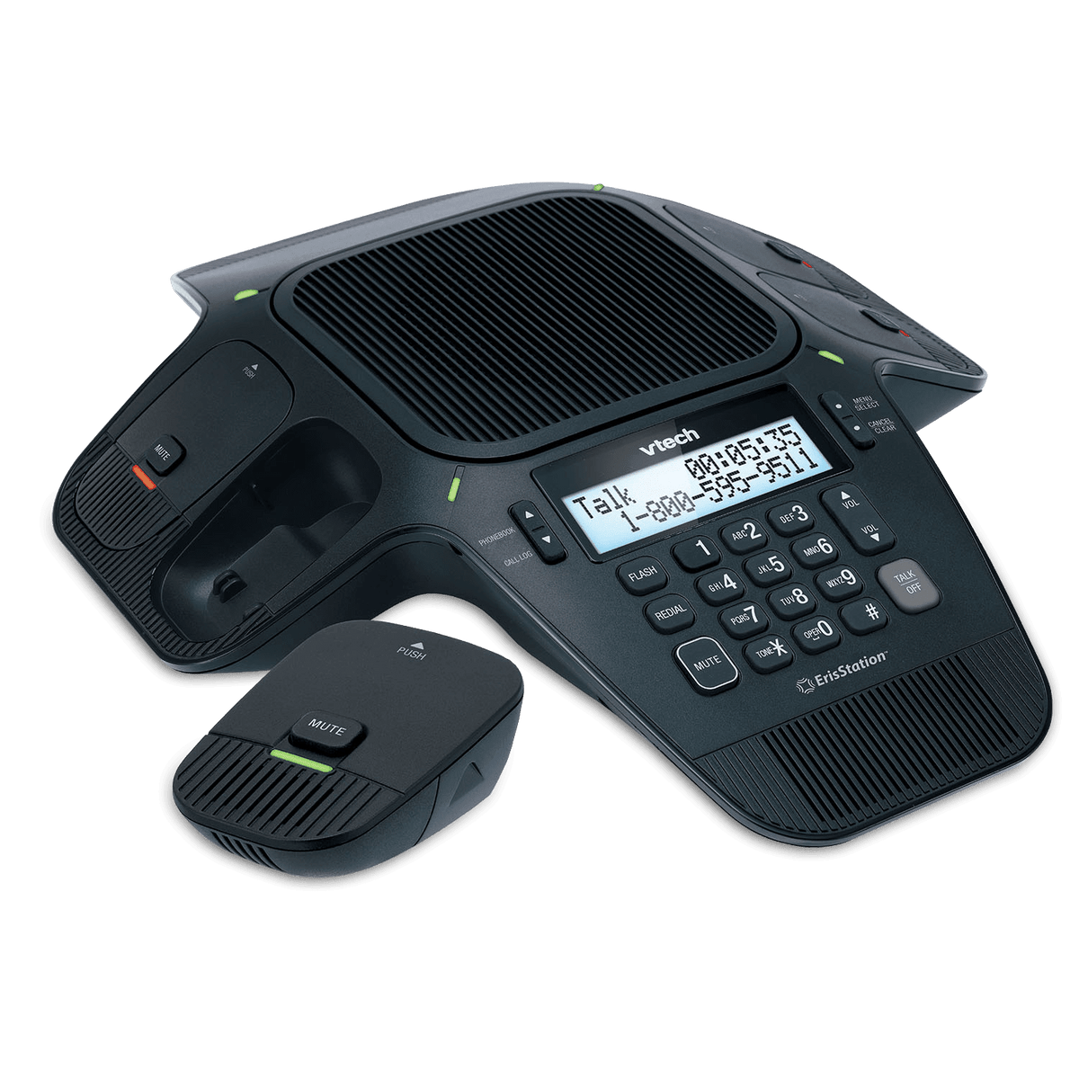 Teléfono VCS704A de VTECH para Sala de Conferencia, incluye una unidad principal ErisStation y 4 micrófonos inalámbricos - LA CASA DEL TELEFONO