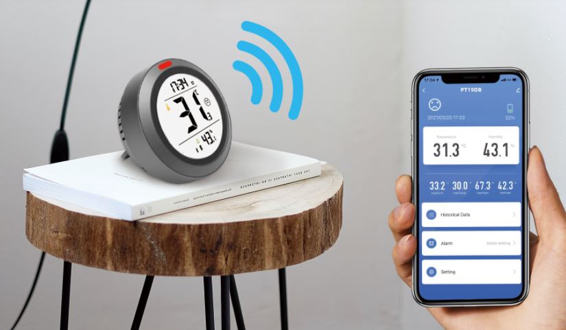 Termómetro higrómetro digital, mide humedad y temperatura, se enlaza por Bluetooth – YK-19DB - LA CASA DEL TELEFONO