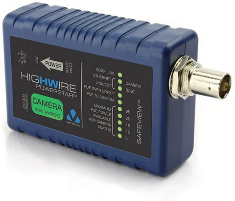 Convertidor de medios, Ethernet y PoE sobre cable coaxial (receptor) – Veracity Highwire VHW-HWPS-C