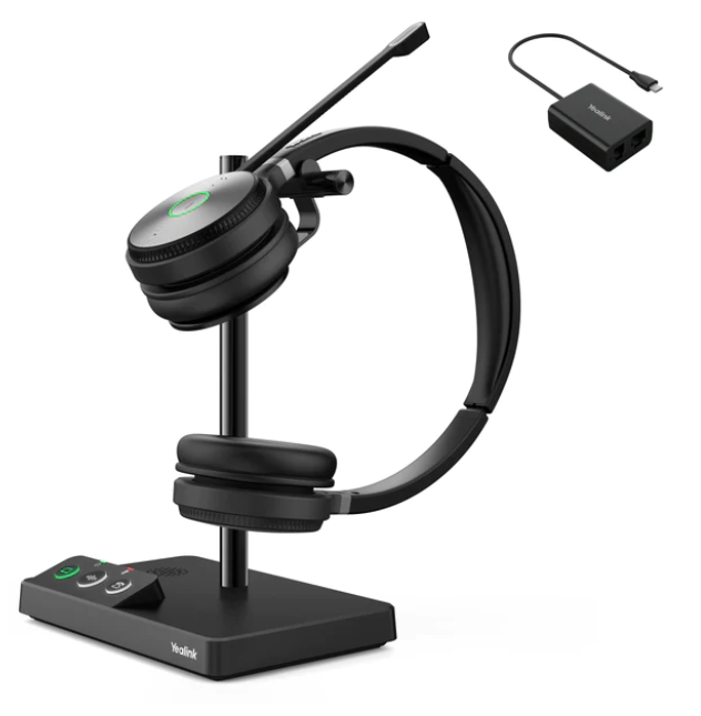 Diadema biaural inalámbrica profesional WHD622, incluye base WHB620 y adaptador inalámbrico EHS60 – Yealink WH62 Dual UC