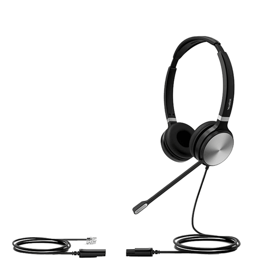 Diadema Profesional con micrófono Yealink YHS36 Dual, almohadillas de cuero y conexión por plug RJ9