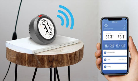Termómetro higrómetro digital, mide humedad y temperatura, se enlaza por Bluetooth – YK-19DB